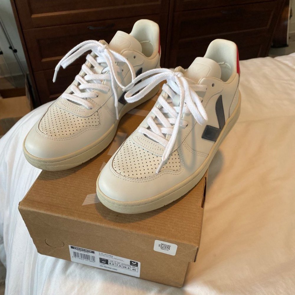 COPY - Men's Veja V-10 Leather White Nautico Pekin Size 42 (US 9-9.5)